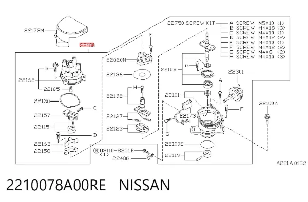 Rozdzielacz zapłonu 2210078A00RE Nissan/Infiniti