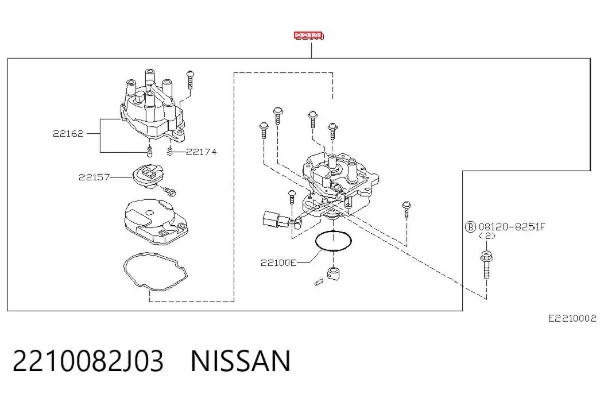 Rozdzielacz zapłonu 2210082J03 Nissan/Infiniti