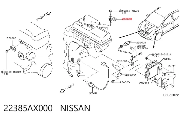 Czujnik ciśnienia w kolektorze ssącym, MAP 22385AX000 Nissan/Infiniti