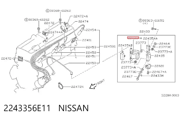 Cewka zapłonowa 2243356E11 Nissan/Infiniti