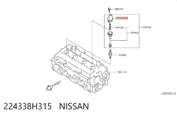 Cewka zapłonowa 224338H315 Nissan/Infiniti