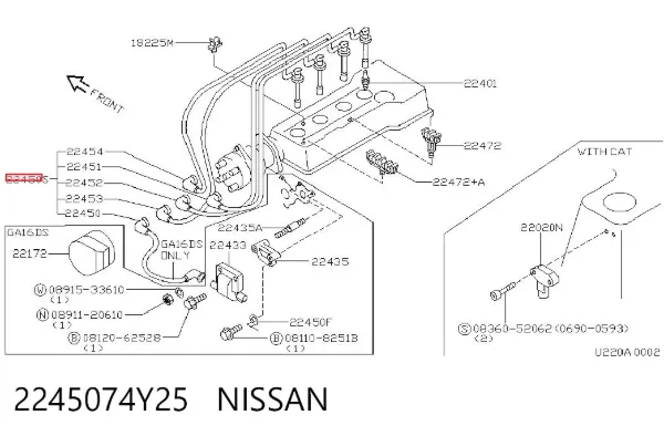 Zestaw przewodów wysokiego napięcia 2245074Y25 Nissan/Infiniti