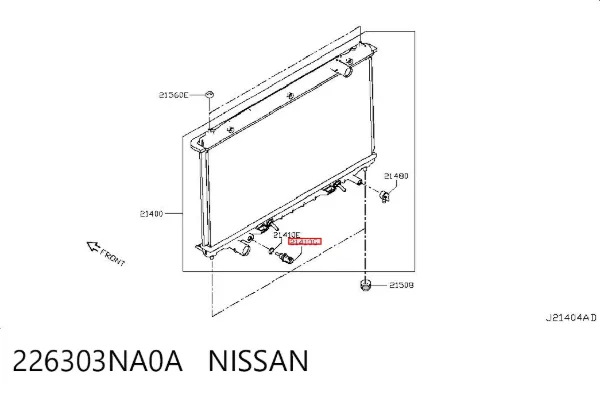 Czujnik temperatury płynu chłodzącego 226303NA0A Nissan/Infiniti