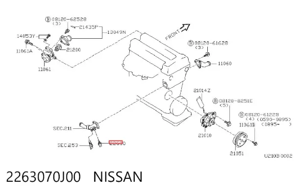 Czujnik temperatury płynu chłodzącego 2263070J00 Nissan/Infiniti