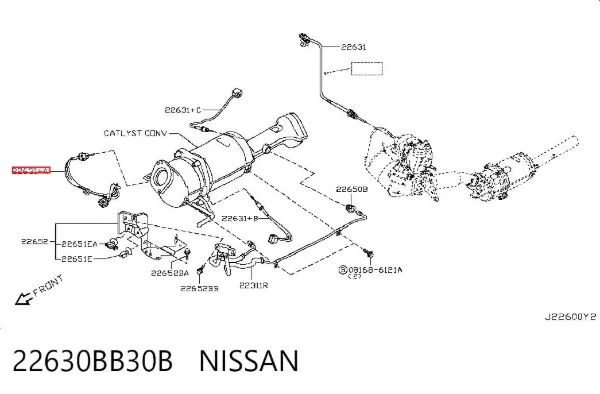 Czujnik temperatury spalin, przed filtrem cząstek stałych 22630BB30B Nissan/Infiniti