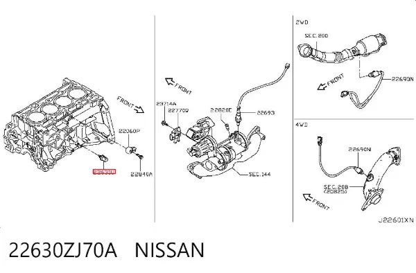 Czujnik temperatury płynu chłodzącego 22630ZJ70A Nissan/Infiniti