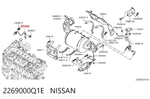 Sonda lambda czujnik tlenu przed katalizatorem 2269000Q1E Nissan/Infiniti