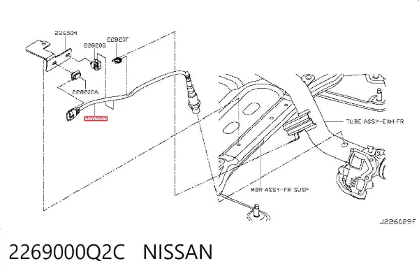 Sonda lambda czujnik tlenu po katalizatorze 2269000Q2C Nissan/Infiniti