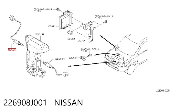 Sonda lambda czujnik tlenu przed katalizatorem 226908J001 Nissan/Infiniti