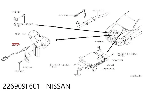Sonda lambda czujnik tlenu przed katalizatorem 226909F601 Nissan/Infiniti