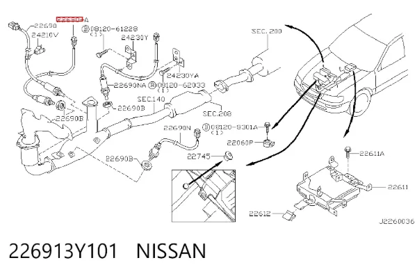 Sonda lambda czujnik tlenu przed katalizatorem 226913Y101 Nissan/Infiniti