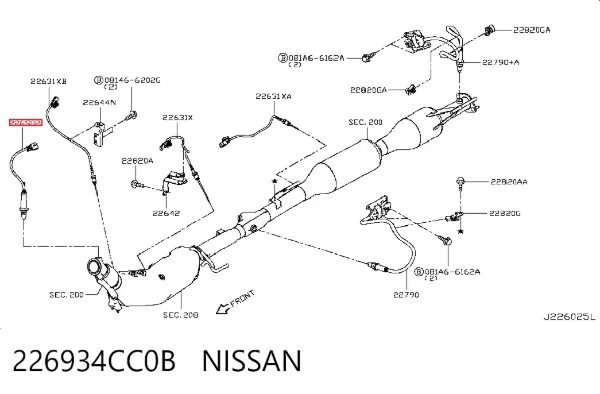 Sonda lambda czujnik tlenu przed katalizatorem 226934CC0B Nissan/Infiniti