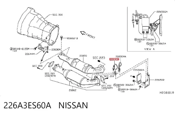 Sonda lambda czujnik tlenu przed katalizatorem 226A3ES60A Nissan/Infiniti