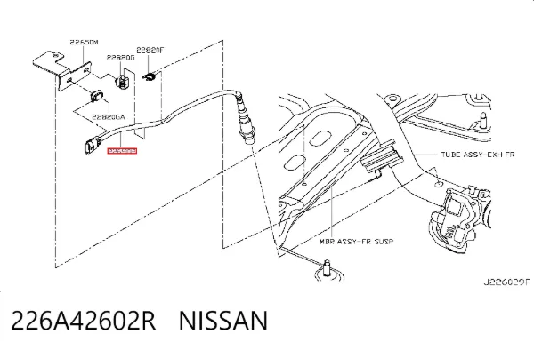 Sonda lambda czujnik tlenu po katalizatorze 226A42602R Nissan/Infiniti