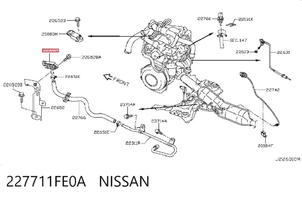 Czujnik ciśnienia spalin 227711FE0A Nissan/Infiniti