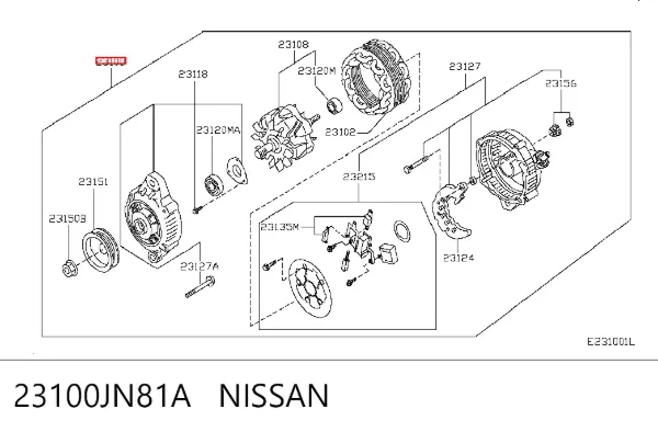 Alternator 23100JN81A Nissan/Infiniti