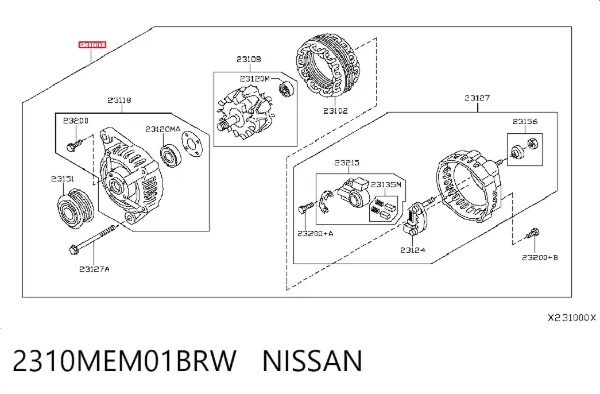 Alternator 2310MEM01BRW Nissan/Infiniti
