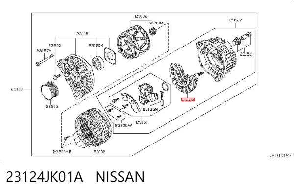 Mostek prostowniczy alternatora = Moster diodowy alternatora 23124JK01A Nissan/Infiniti