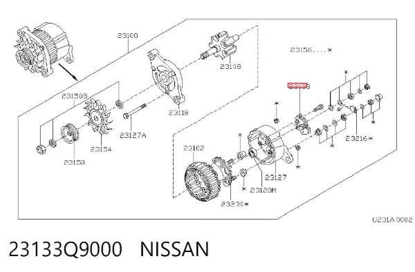 Regulator alternatora (przekaźnik ładowania) 23133Q9000 Nissan/Infiniti