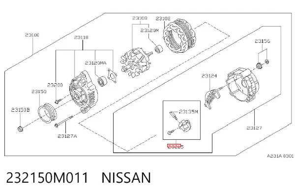 Regulator alternatora (przekaźnik ładowania) 232150M011 Nissan/Infiniti