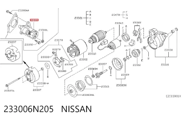 Rozrusznik 233006N205 Nissan/Infiniti