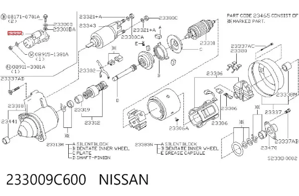 Rozrusznik 233009C600 Nissan/Infiniti
