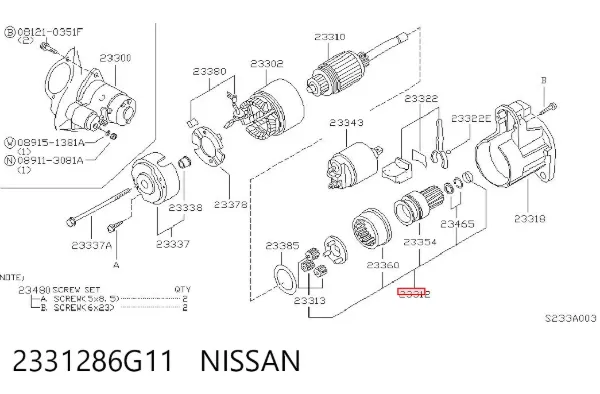 Bendiks rozrusznika 2331286G11 Nissan/Infiniti