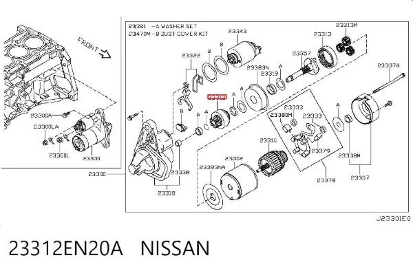 Bendiks rozrusznika 23312EN20A Nissan/Infiniti