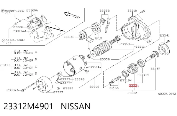 Bendiks rozrusznika 23312M4901 Nissan/Infiniti