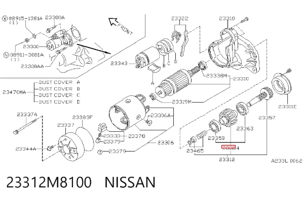 Bendiks rozrusznika 23312M8100 Nissan/Infiniti