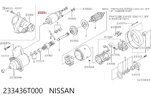 Elektromagnes rozrusznika 233436T000 Nissan/Infiniti