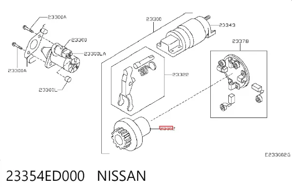 Bendiks rozrusznika 23354ED000 Nissan/Infiniti