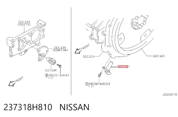 Czujnik położenia wału korbowego 237318H810 Nissan/Infiniti