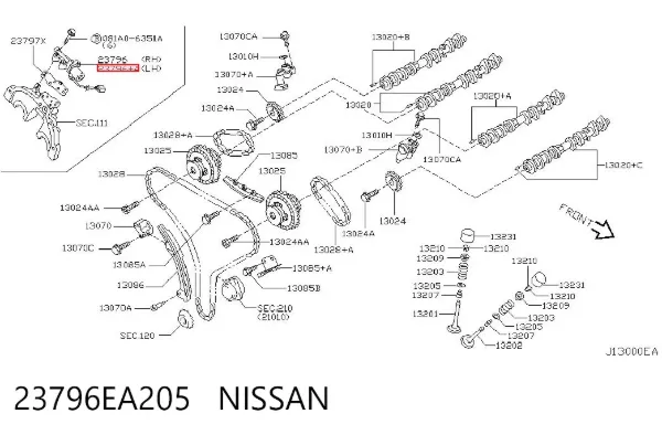 Zawór elektromagnetyczny położenia (faz) wałka rozrządu lewy 23796EA205 Nissan/Infiniti
