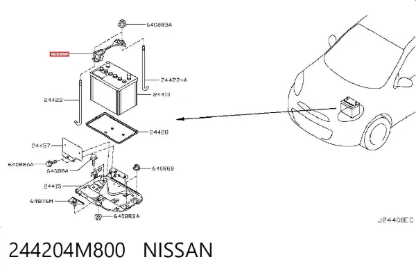 Mocowanie (podstawa) akumulatora 244204M800 Nissan/Infiniti