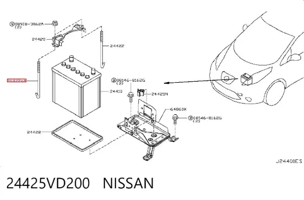 Śruba mocująca akumulator 24425VD200 Nissan/Infiniti