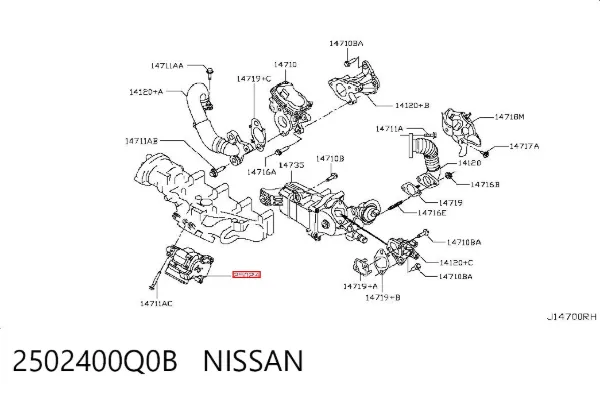 Przepustnica, komplet 2502400Q0B Nissan/Infiniti