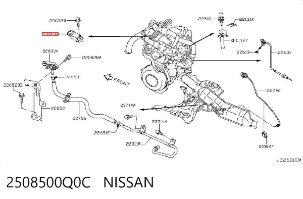 Czujnik ciśnienia w kolektorze ssącym, MAP 2508500Q0C Nissan/Infiniti