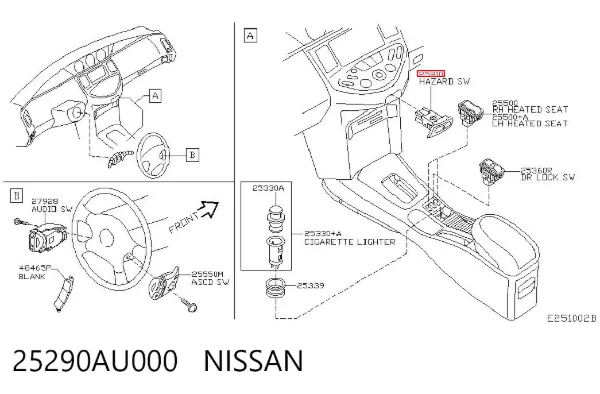 Przycisk włączania światła awaryjnego Nissan Primera P12
