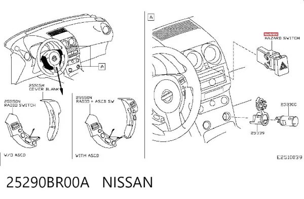 Przycisk włączania światła awaryjnego Nissan Qashqai +2 I