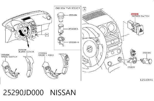 Przycisk włączania światła awaryjnego Nissan Qashqai I