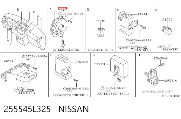 Pierścień kontaktowy AIRBAG, taśma kierownicy  Nissan Patrol Y61