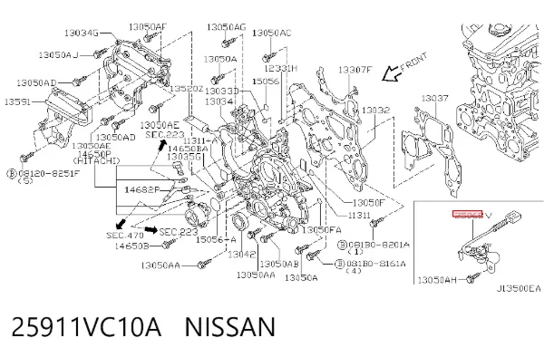 Czujnik położenia wału korbowego 25911VC10A Nissan/Infiniti