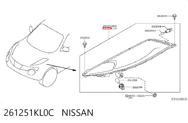Lampa zespolona (kierunkowskaz) lewa 261251KL0C Nissan/Infiniti