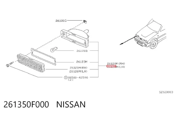 Kierunkowskaz lewy 261350F000 Nissan/Infiniti