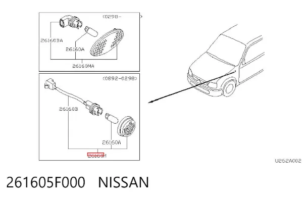Powtarzacz kierunkowskazu na błotniku Nissan Micra K11