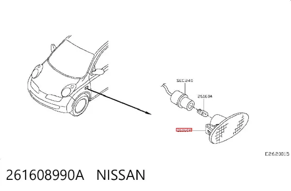 Powtarzacz kierunkowskazu na błotniku 261608990A Nissan/Infiniti