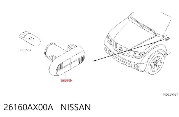Powtarzacz kierunkowskazu na błotniku 26160AX00A Nissan/Infiniti