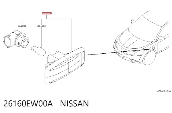 Powtarzacz kierunkowskazu na błotniku 26160EW00A Nissan/Infiniti