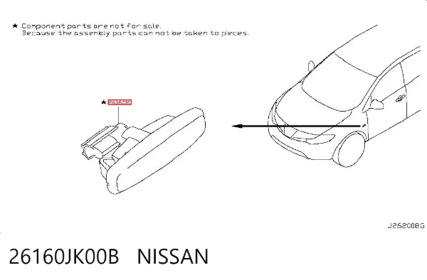Powtarzacz kierunkowskazu na błotniku 26160JK00B Nissan/Infiniti